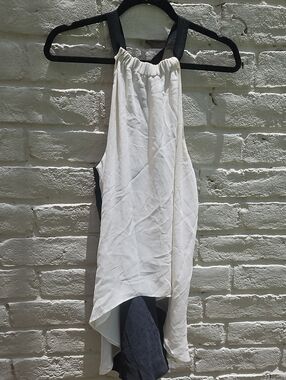 Nicole Miller White And Black Silk Halter Camisole